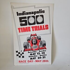 1978 Indy 500 Sign Official Poster Time Trials‎ Indianapolis Motor Speedway IMS
